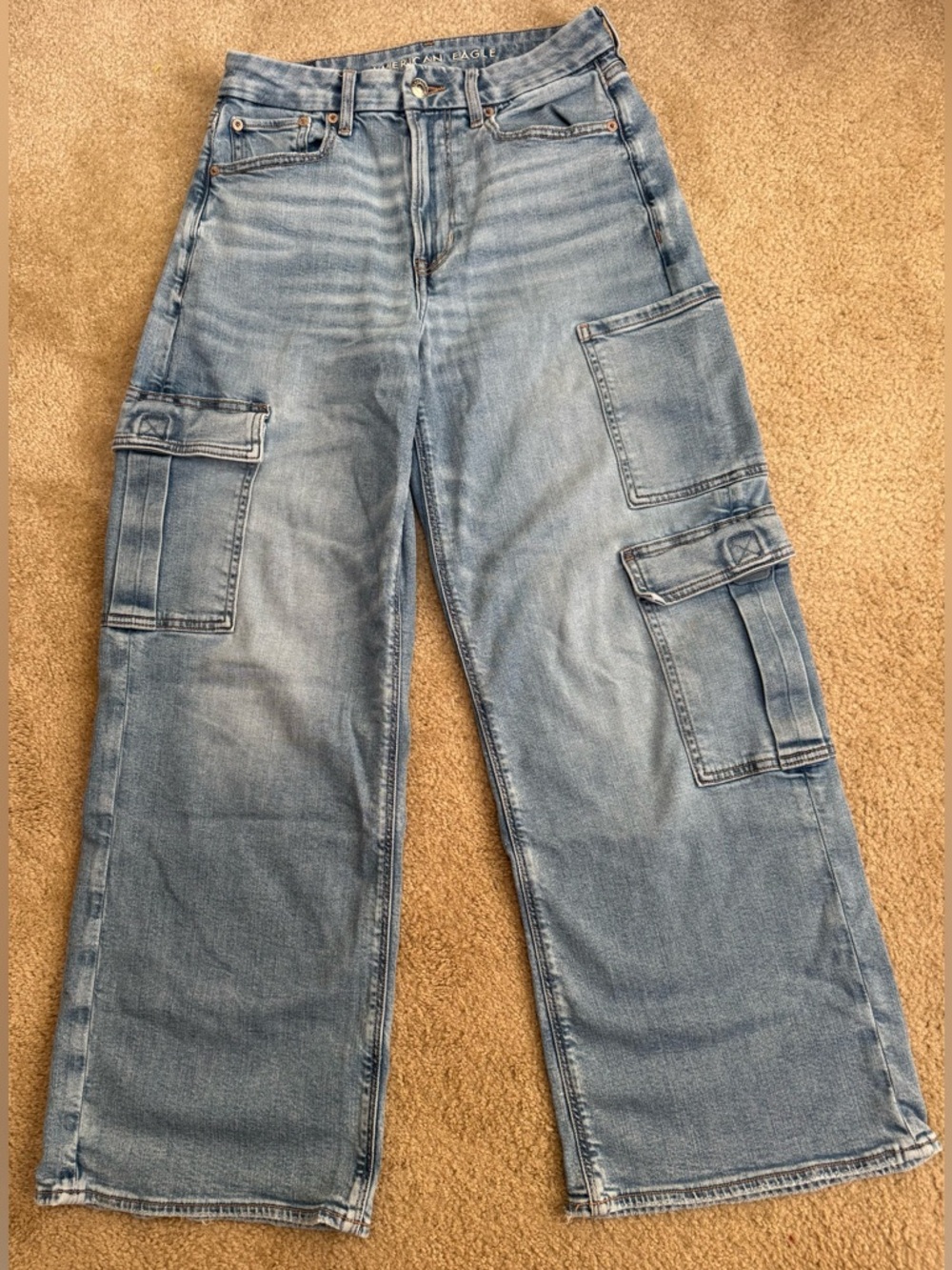 American Eagle Outfitters Light Blue Wide Leg Cargo Jeans